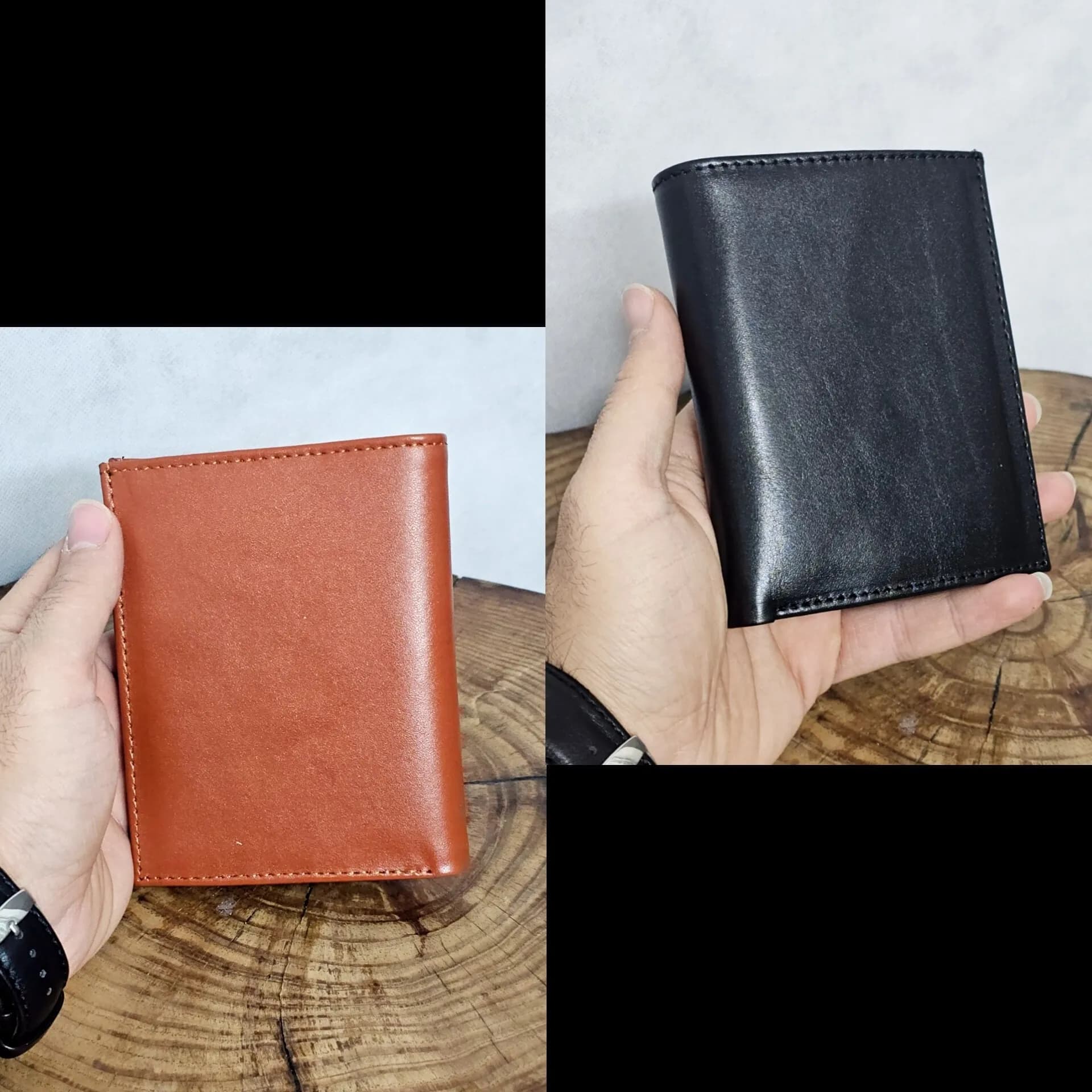 کیف پول چرم اصل گاوی جاکارتی دار دو برگ — تصویر ۳