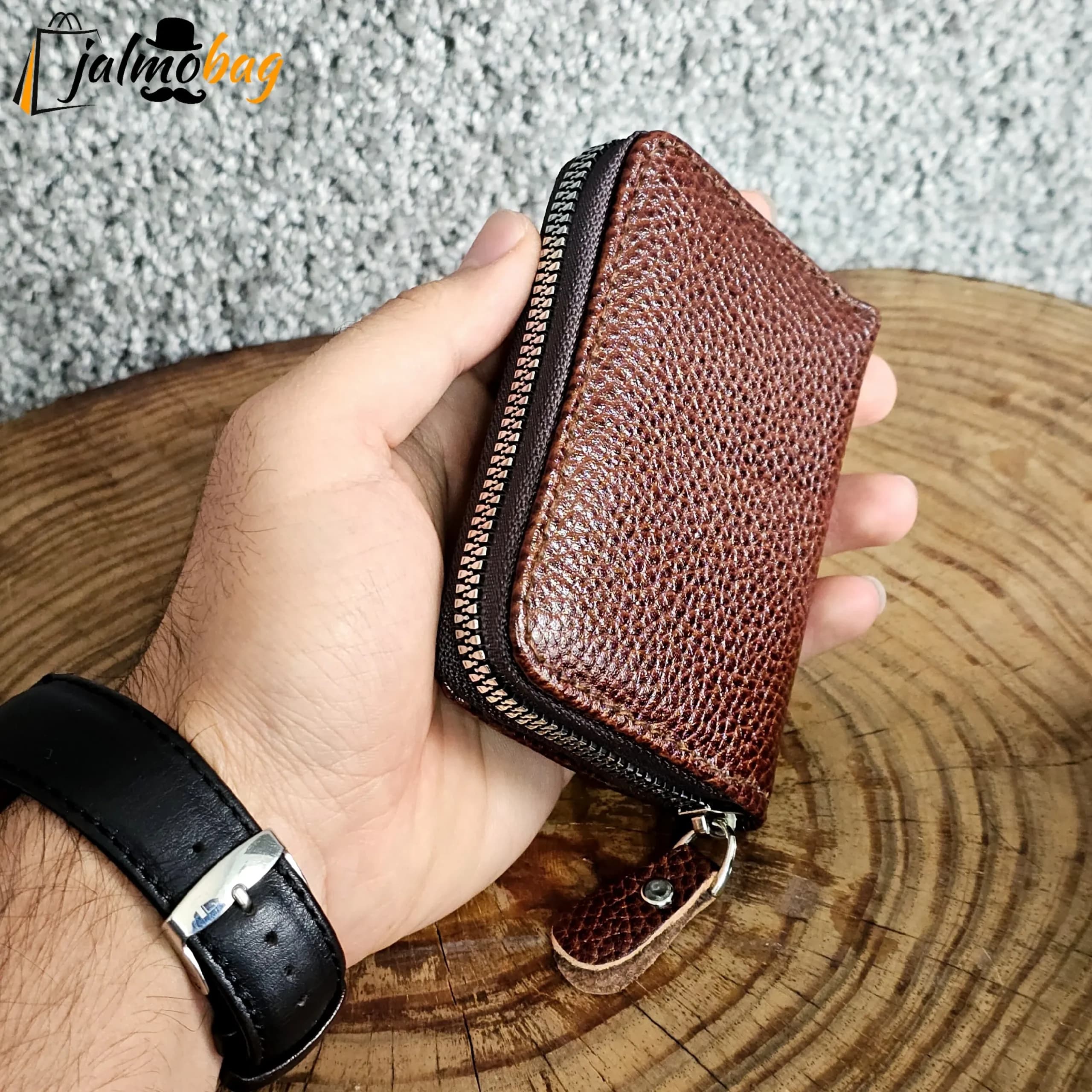 جاکارتی زیپدار چرم اصل گاوی مناسب آقایان و خانمها — تصویر ۳