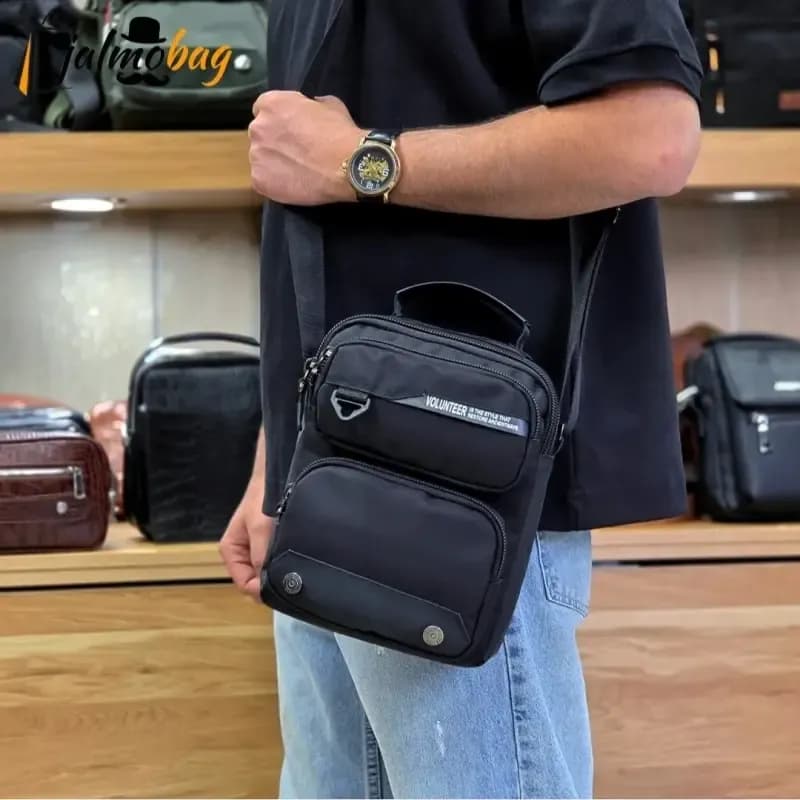 کیف دوشی دستی اسپرت برزنتی پارچه ای خارجی جیب دار — تصویر ۱۲