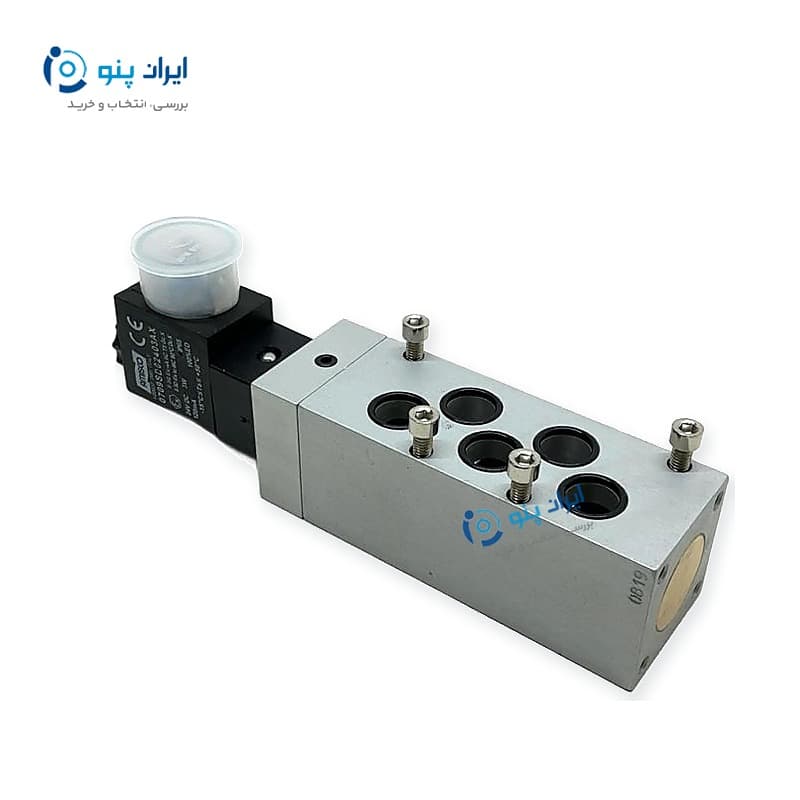 شیر برقی بلوکی سیم‌دار پنوماتیک ۵/۲ تک‌بوبین با اتصال C12 ایرتِک آلمان Airtec