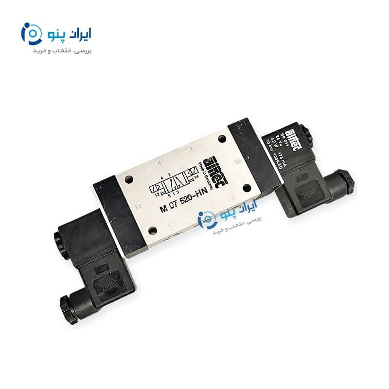 شیر برقی بلوکی سیم‌دار پنوماتیک ۵/۲ دو‌بوبین ایرتِک آلمان Airtec — تصویر ۲
