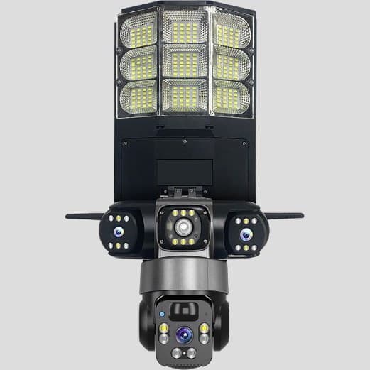 دوربین مداربسته سولار سیم‌کارتی V380 سه لنز پروژکتور دار