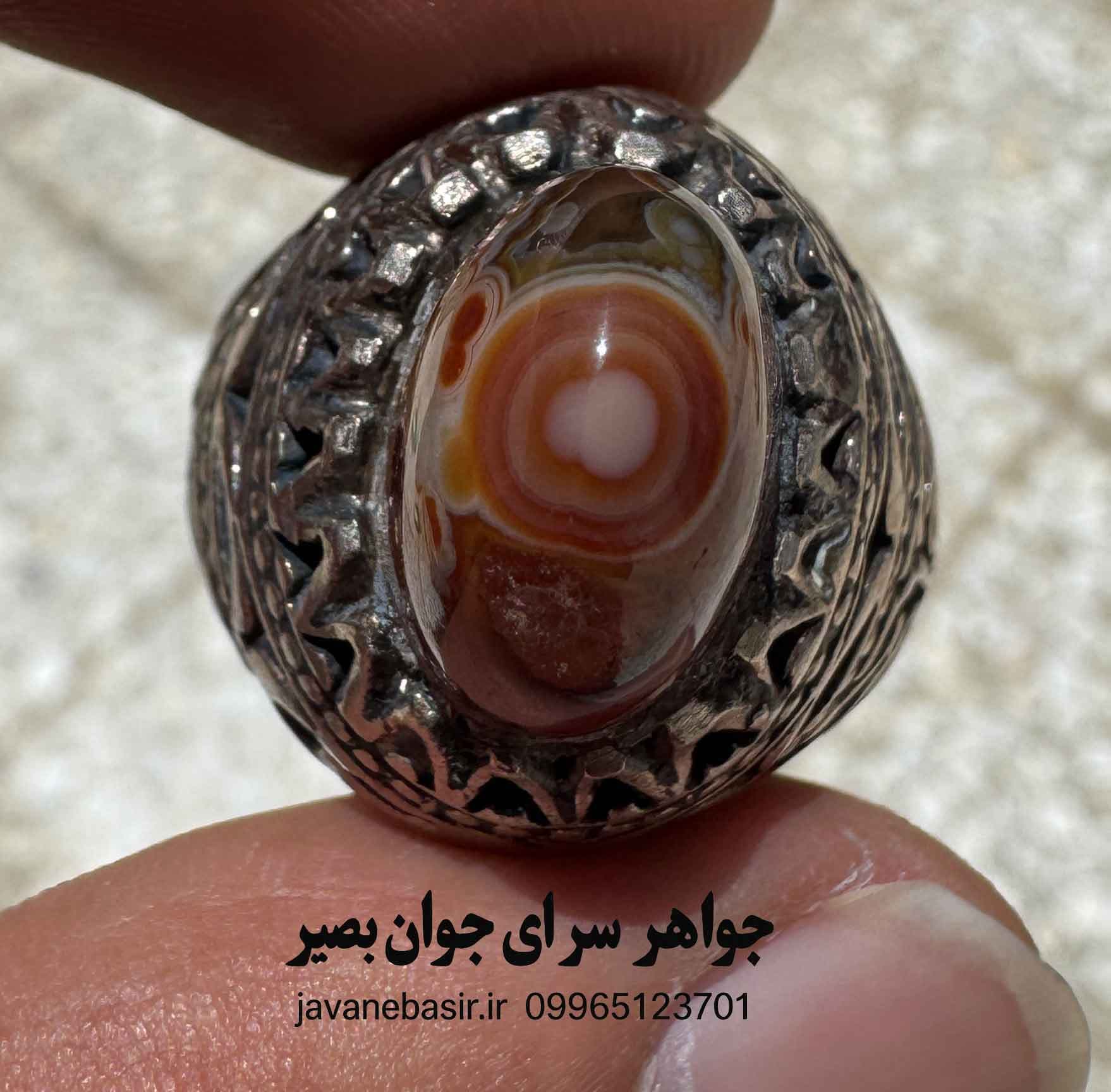 انگشتر باباقوری با رکاب شبکه‌کاری | بازگشت چشم‌زخم و جذب مشتری