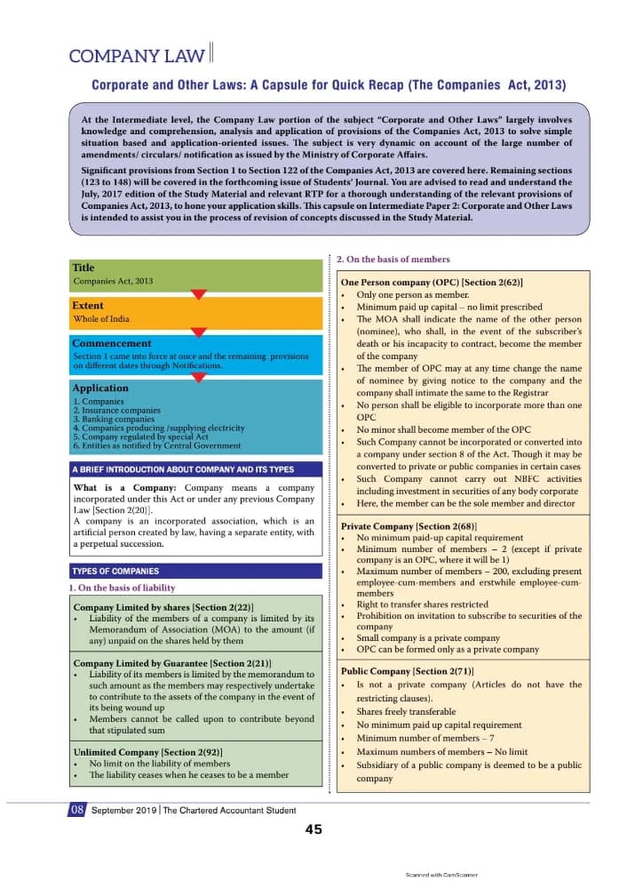 کتاب Company Law Revision Notes (یادداشت‌های بازنگری قانون شرکت‌ها) نسخه انگلیسی PDF | تيم چارترد (CharteredTeam)