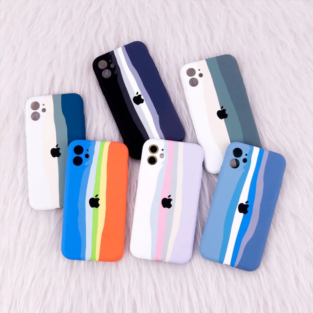 قاب سیلیکونی رنگین کمانی آیفون ، سامسونگ و شیائومی Rainbow Silicone Cover