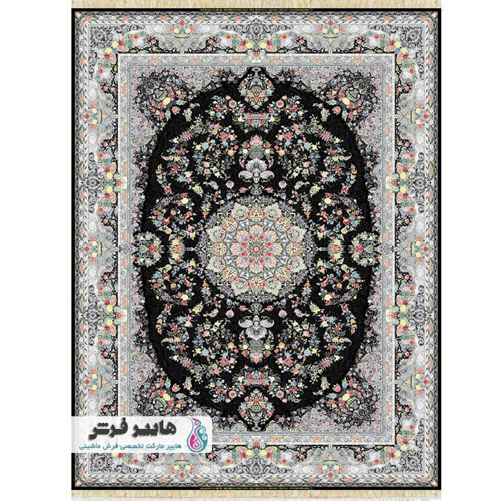 فرش الماس کویر طرح اشرافی سرمه ای کد 1204
