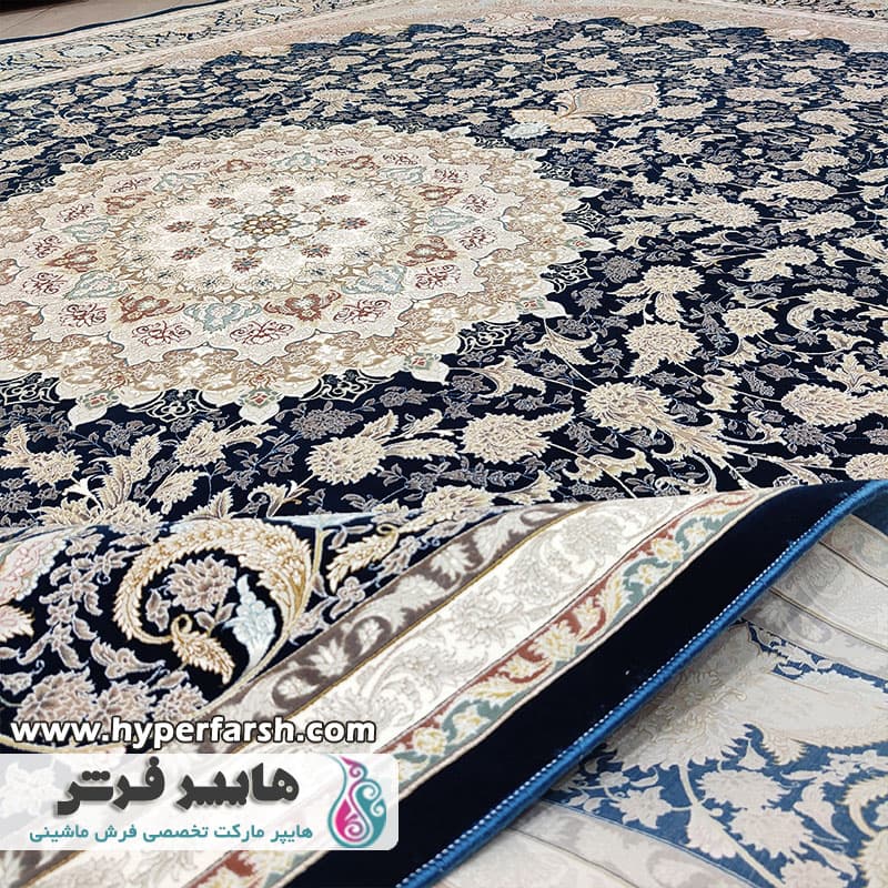 فرش قیطران طرح سلطان سرمه ای — تصویر ۳