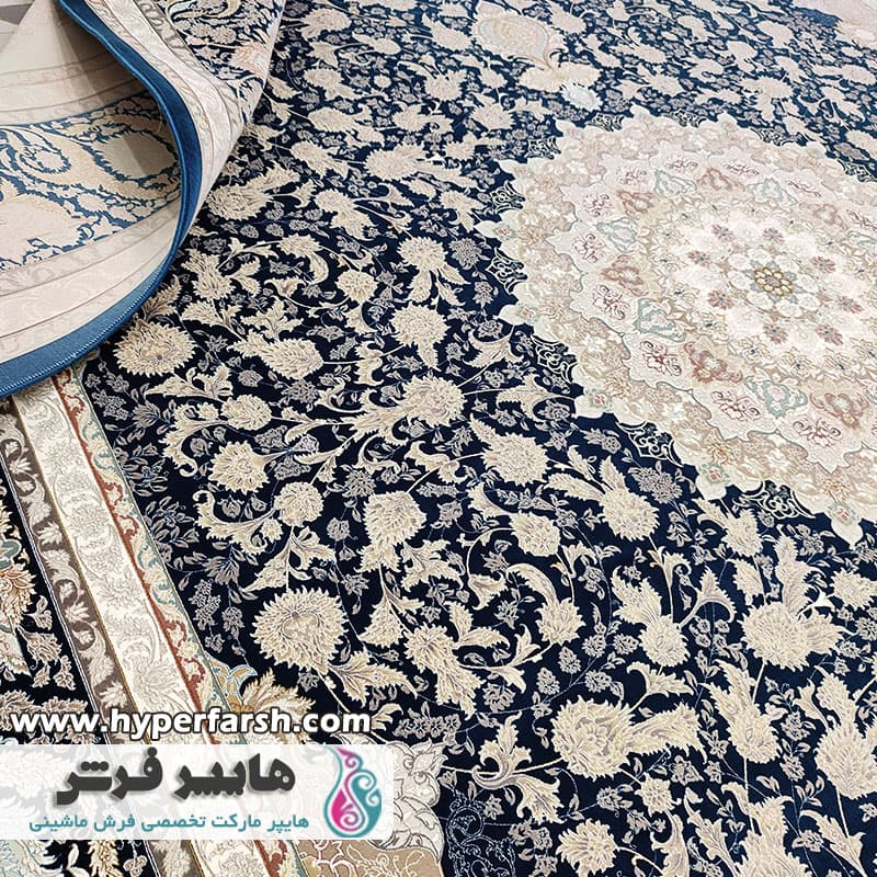 فرش قیطران طرح سلطان سرمه ای — تصویر ۴