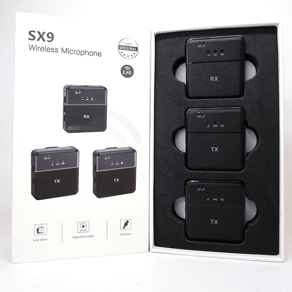 میکروفن یقه ای وایرلس دار مدل SX9 دو کاربره (دو میکروفون) اصلی