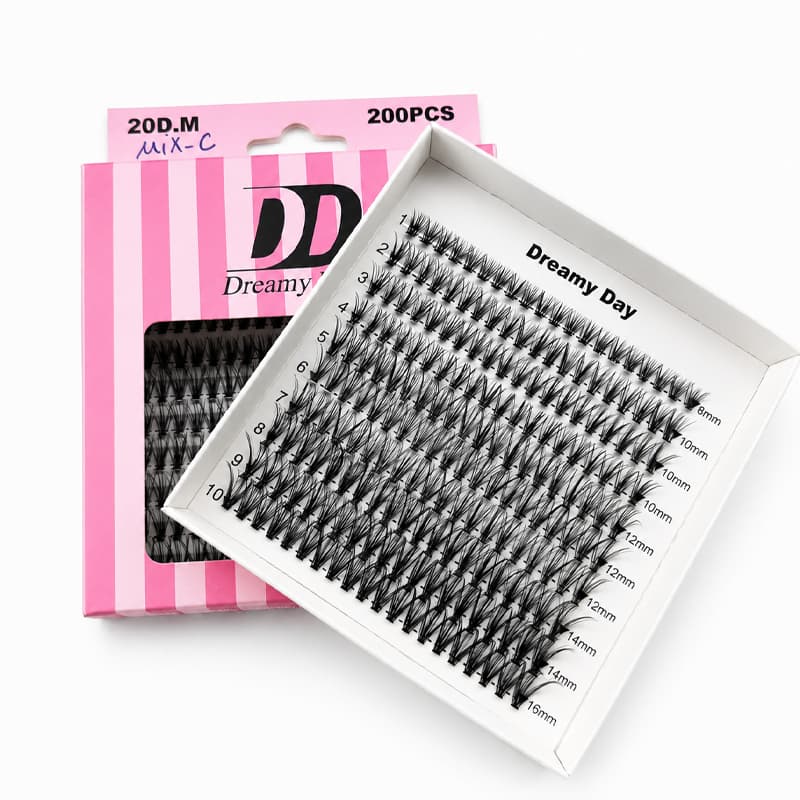 مژه ۲۰۰ عددی دریمی‌دی مدل 20D.M-0.07 Mix – فوق‌العاده سبک با فر C و D