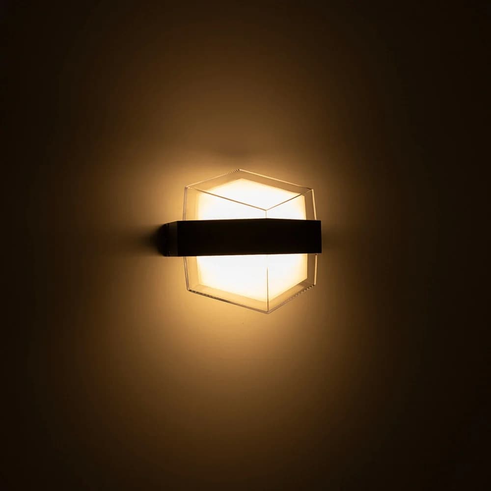 چراغ ديوارى استوانه ذوزنقه ای (دیاموند) گلس دو طرف نور 12وات SMD بدنه الومینیوم کد 5124 — تصویر ۴