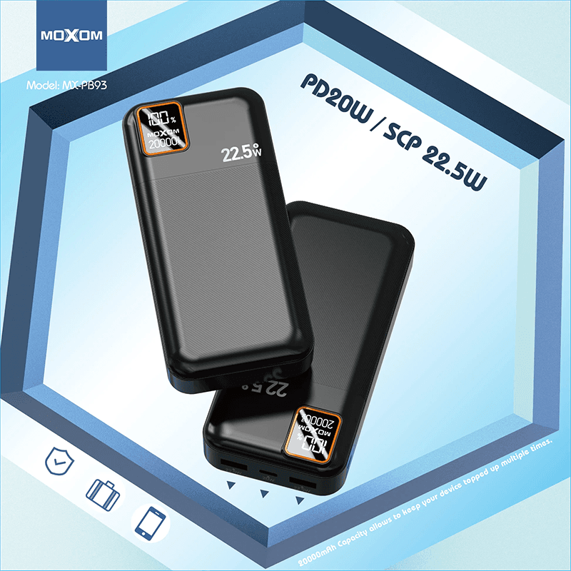 پاوربانک موکسوم مدل MoXoM MX-PB93 20000mAh PD20W — تصویر ۳