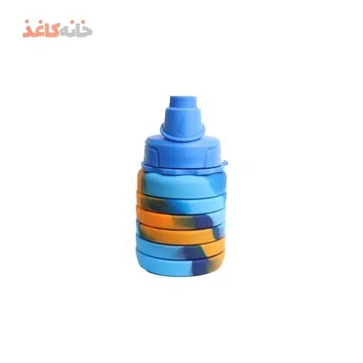 قمقمه سیلیکونی تاشو طرح ابی و نارنجی — تصویر ۳