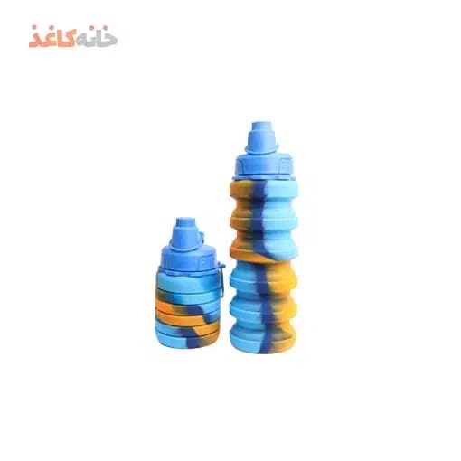 قمقمه سیلیکونی تاشو طرح ابی و نارنجی