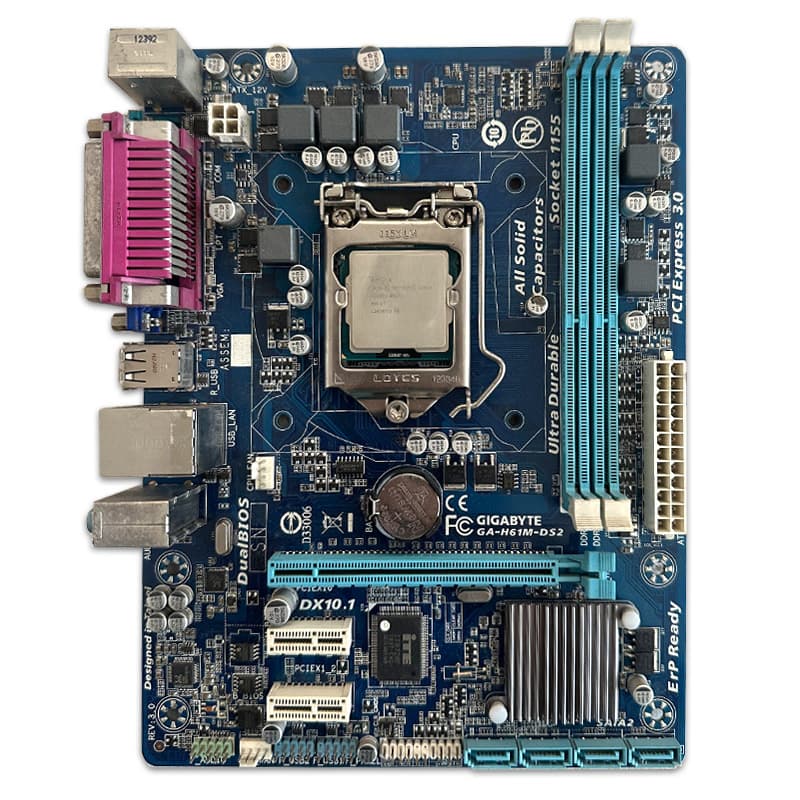 باندل مادربرد Gigabyte GA-H61M-DS2 + G2010 استوک