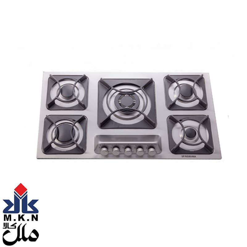 اجاق گاز صفحه ای استیل گازی روبینا 5شعله مدل 850 پولپز وسط کوهان دار