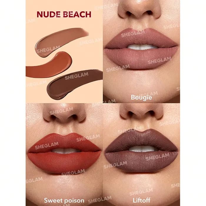 ست مینی رژ لب مایع شیگلم نود بیچ Sheglam Nude Beach — تصویر ۸