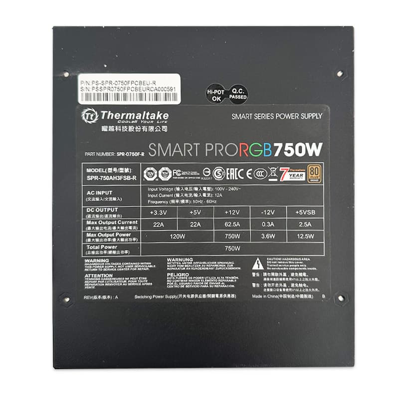 پاور 750 وات ترمالتیک Thermaltake Smart Pro RGB 750W Bronze استوک در حد نو — تصویر ۵