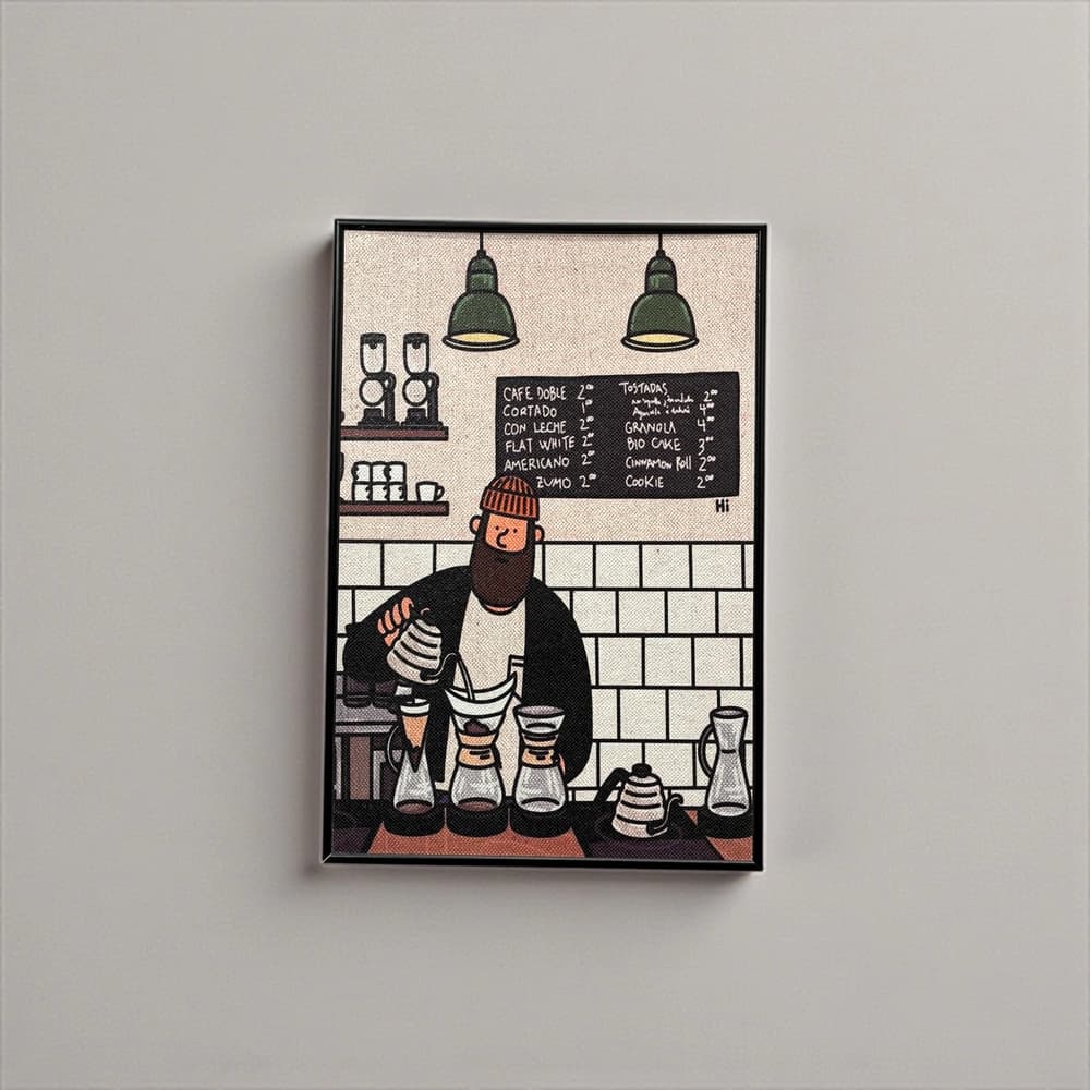 تابلو دیواری طرح باریستا و کافه در ابعاد 20×30