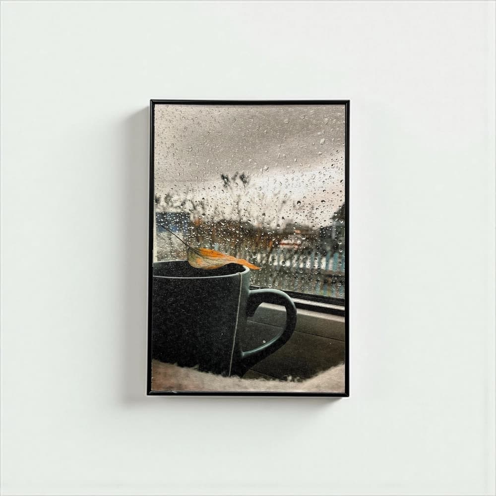 تابلو دیواری طرح فنجان قهوه و باران در ابعاد 20×30 — تصویر ۲