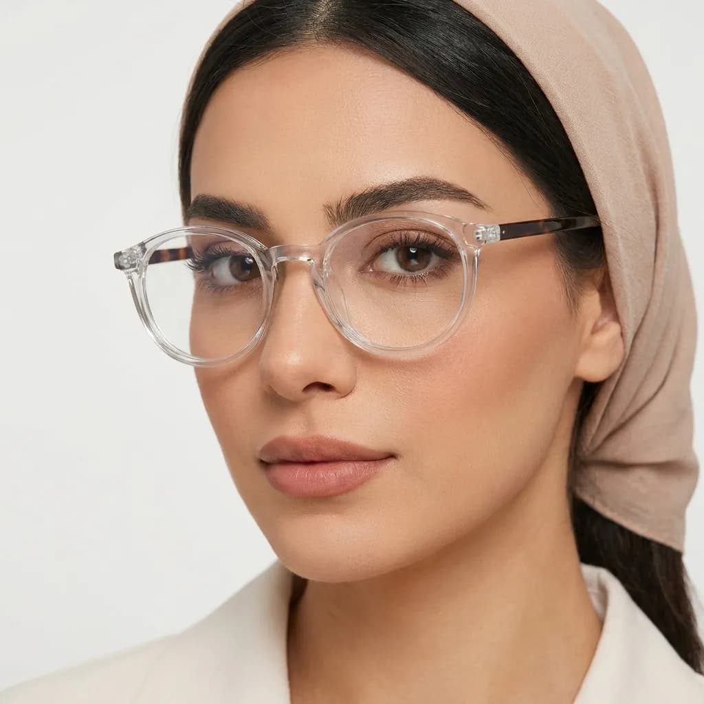 فریم عینک طبی گرد شفاف مدل Classic Round — تصویر ۳