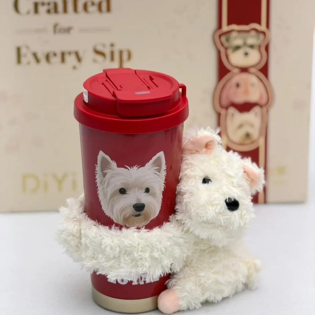 ست هدیه لاکچری تراول ماگ و عروسک LOVE TEDDY برند DIYI — تصویر ۶