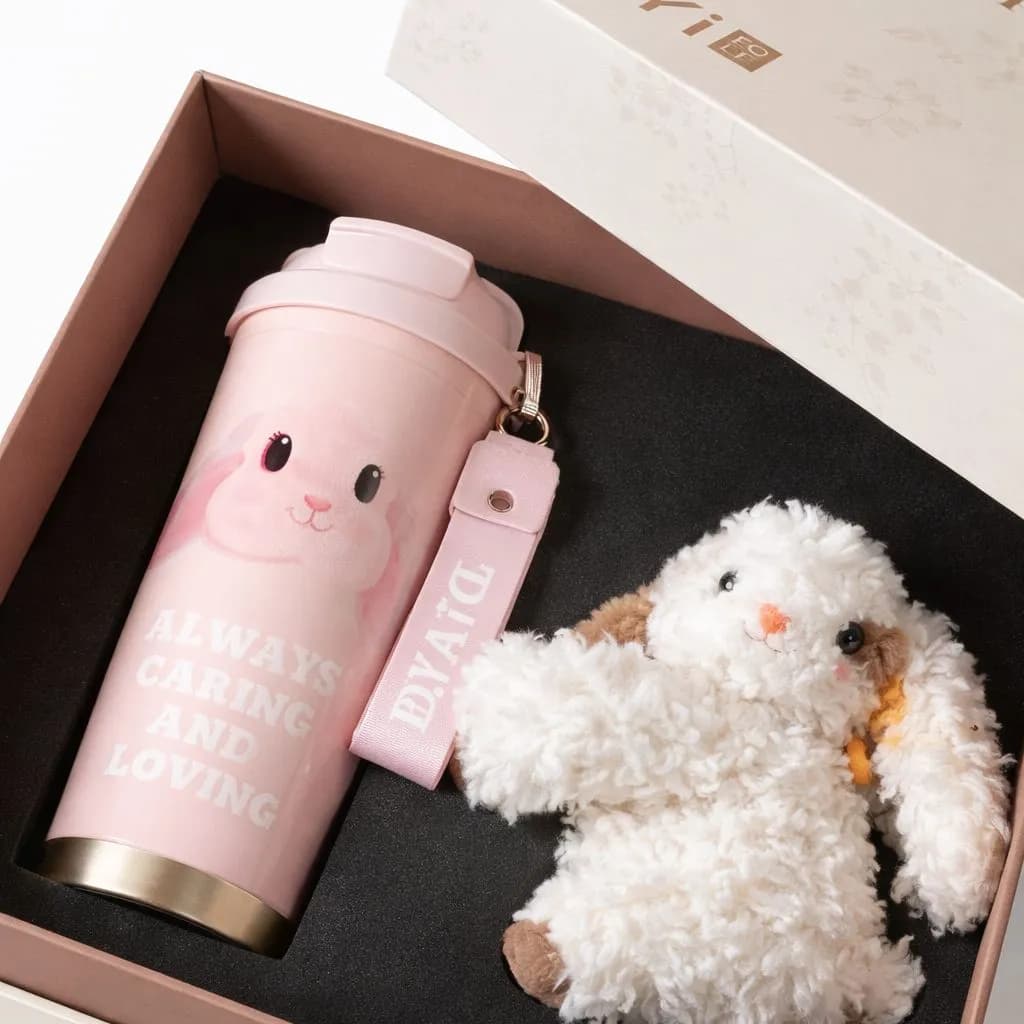 ست هدیه لاکچری تراول ماگ و عروسک LOVE TEDDY برند DIYI — تصویر ۴
