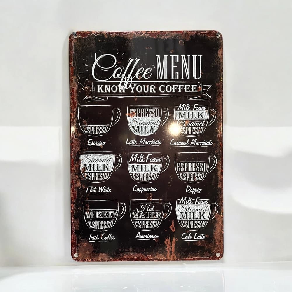 پلاک فلزی طرح Coffee Menu — تصویر ۲