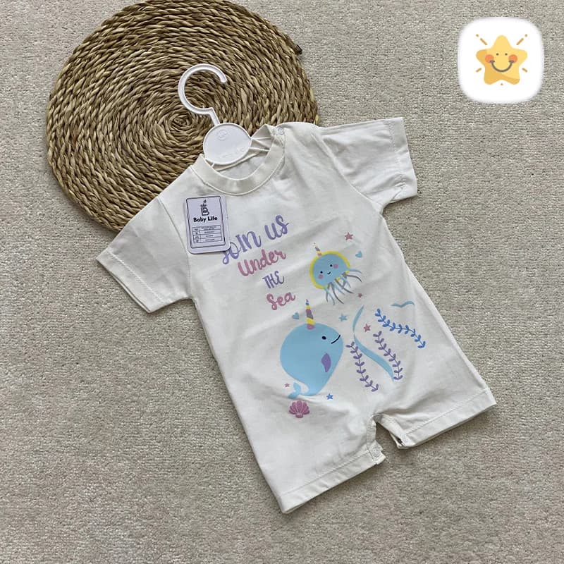 سرهمی نوزادی پنبه برند BABY LIFE هشت پا و نهنگ — تصویر ۲