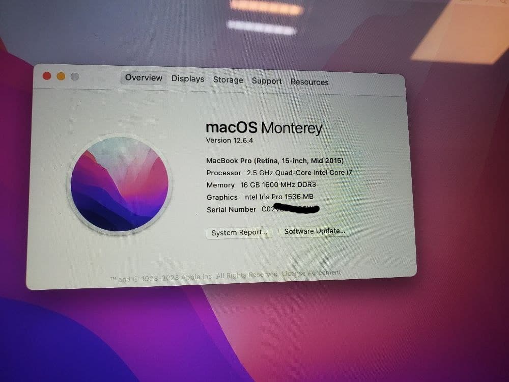 مکبوک پرو 2015 رتینا سایز 15.4 اینچ core i7 هارد 500 ssd رم 16 مشابه نو — تصویر ۷