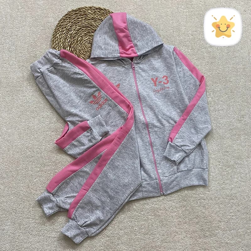 سویشرت شلوار ورزشی دخترانه ملانژ adidas مناسب 8 تا 13 سال