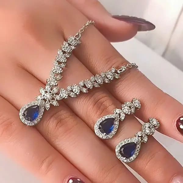 نیم ست نگین جواهری