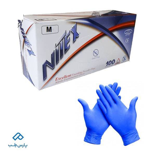 دستکش معاینه نیتریل NITEX حریر 100 عددی M