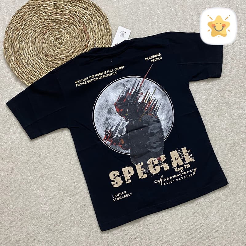تیشرت مشکی پسرانه SPECIAL پنبه 7 تا 12 سال — تصویر ۲
