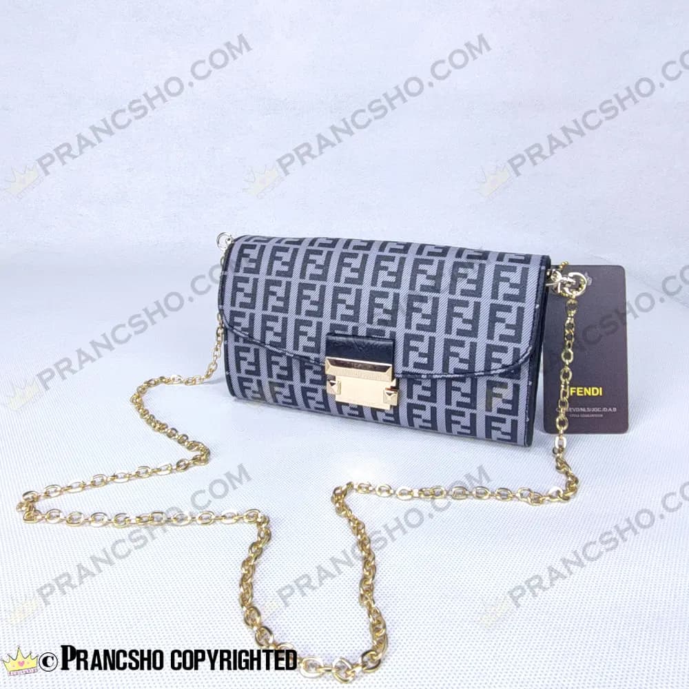 کیف پول پاسپورتی فندی FENDI رنگ طوسی — تصویر ۲