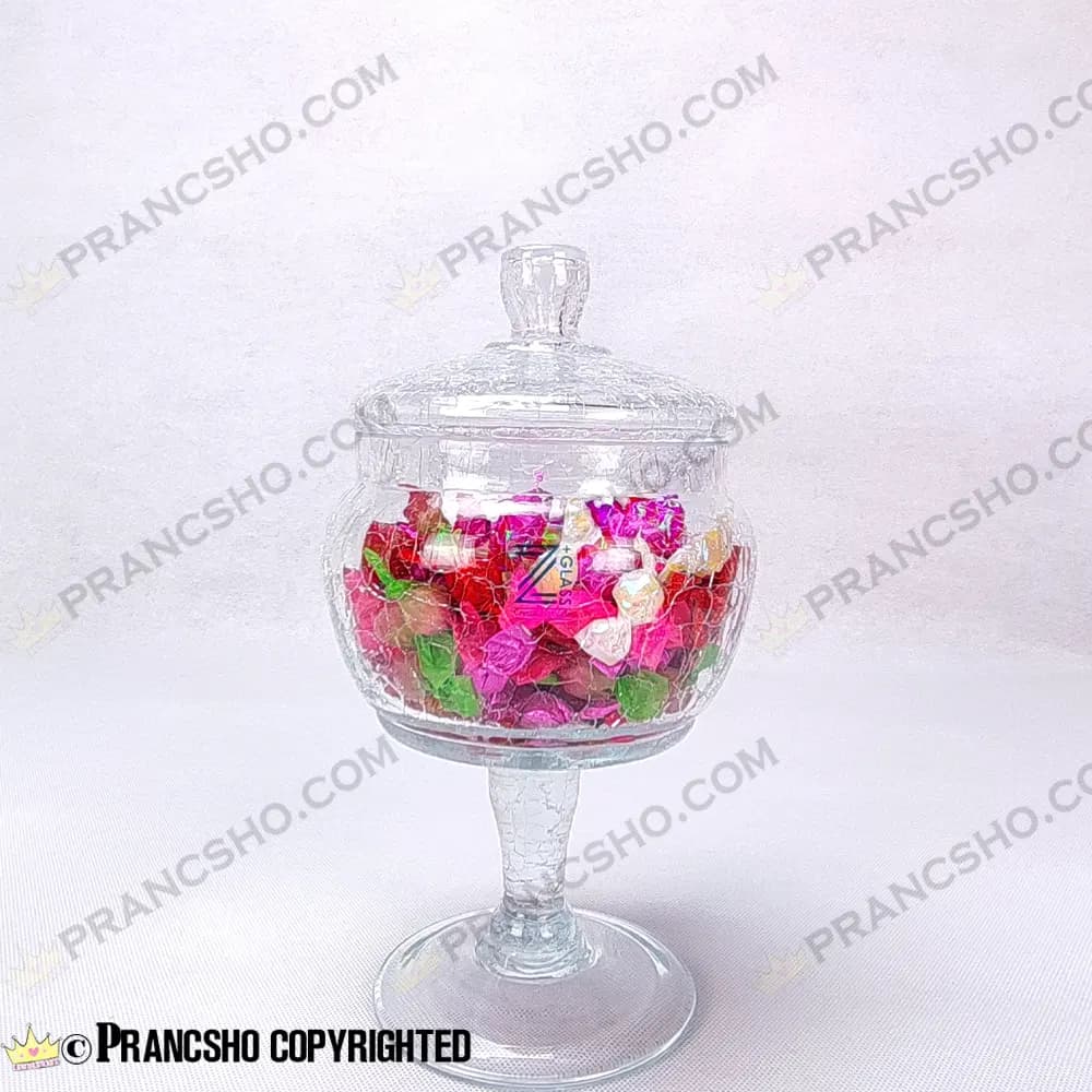 کندی سه سایز شیشه ای کروی پایه بلور ایستاده — تصویر ۵