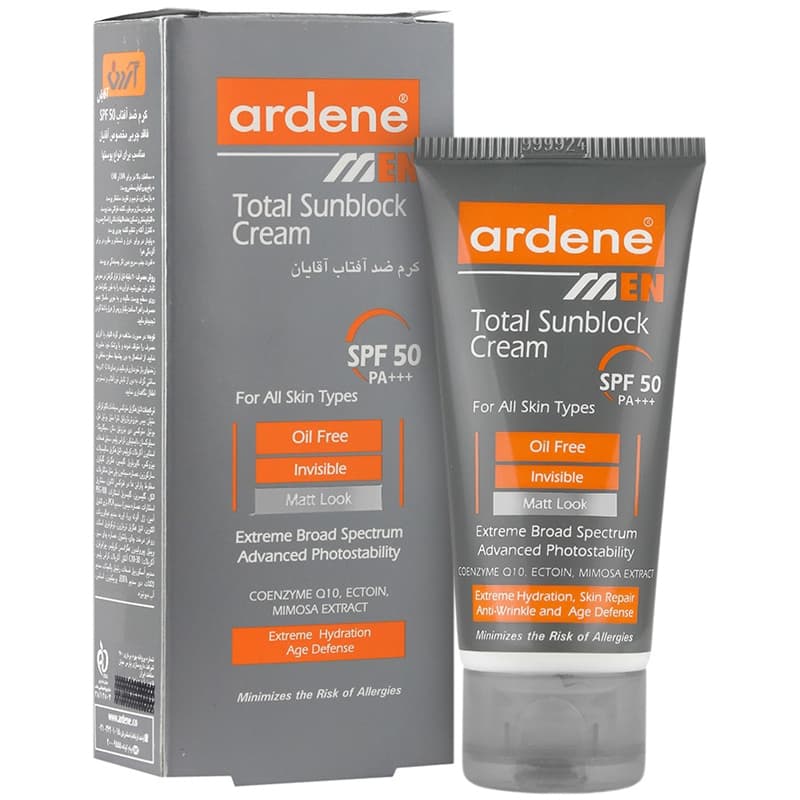 کرم ضدآفتاب بدون رنگ SPF50 چندکاره Total SunBlock آقایان آردن 50 میلی لیتر — تصویر ۲