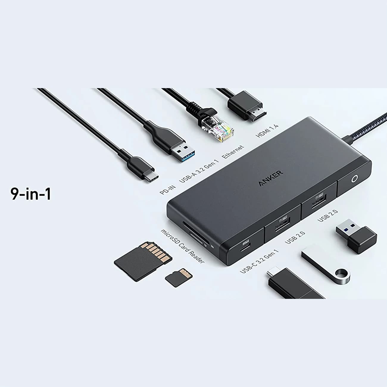 هاب ۹ پورت نسل پنجم انکر Anker 552 USB-C Hub 9-in-1 مدل A8373 — تصویر ۲