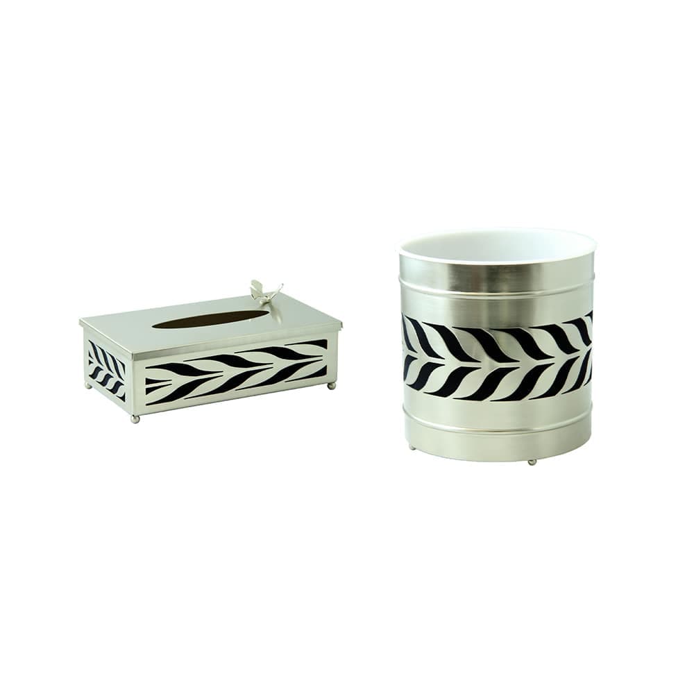 ست سطل و جای دستمال کاغذی نیکل سالینو مدل برگ زیتون کدN-551 — تصویر ۵