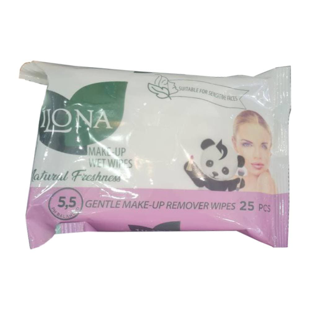 دستمال مرطوب پاک کننده آرایش ایلونا Ilona مدل Natural Freshness بسته 25 عددی