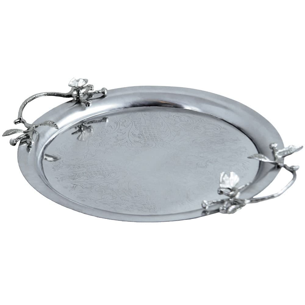 سینی پذیرایی گرد بزرگ استیل مات سالینو کد SK-80087 — تصویر ۳