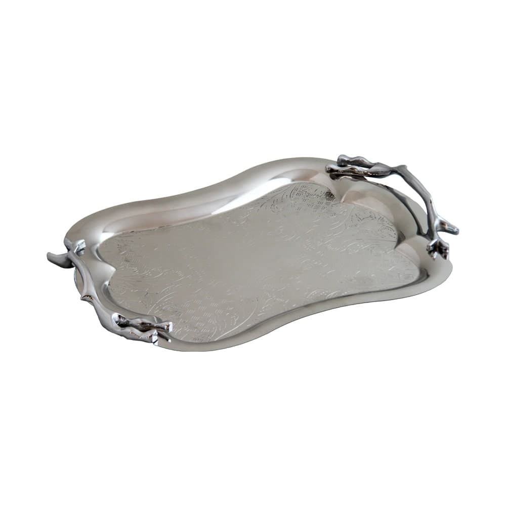 سینی پذیرایی کمر باریک کوچک استیل براق سالینو کد SS-80092