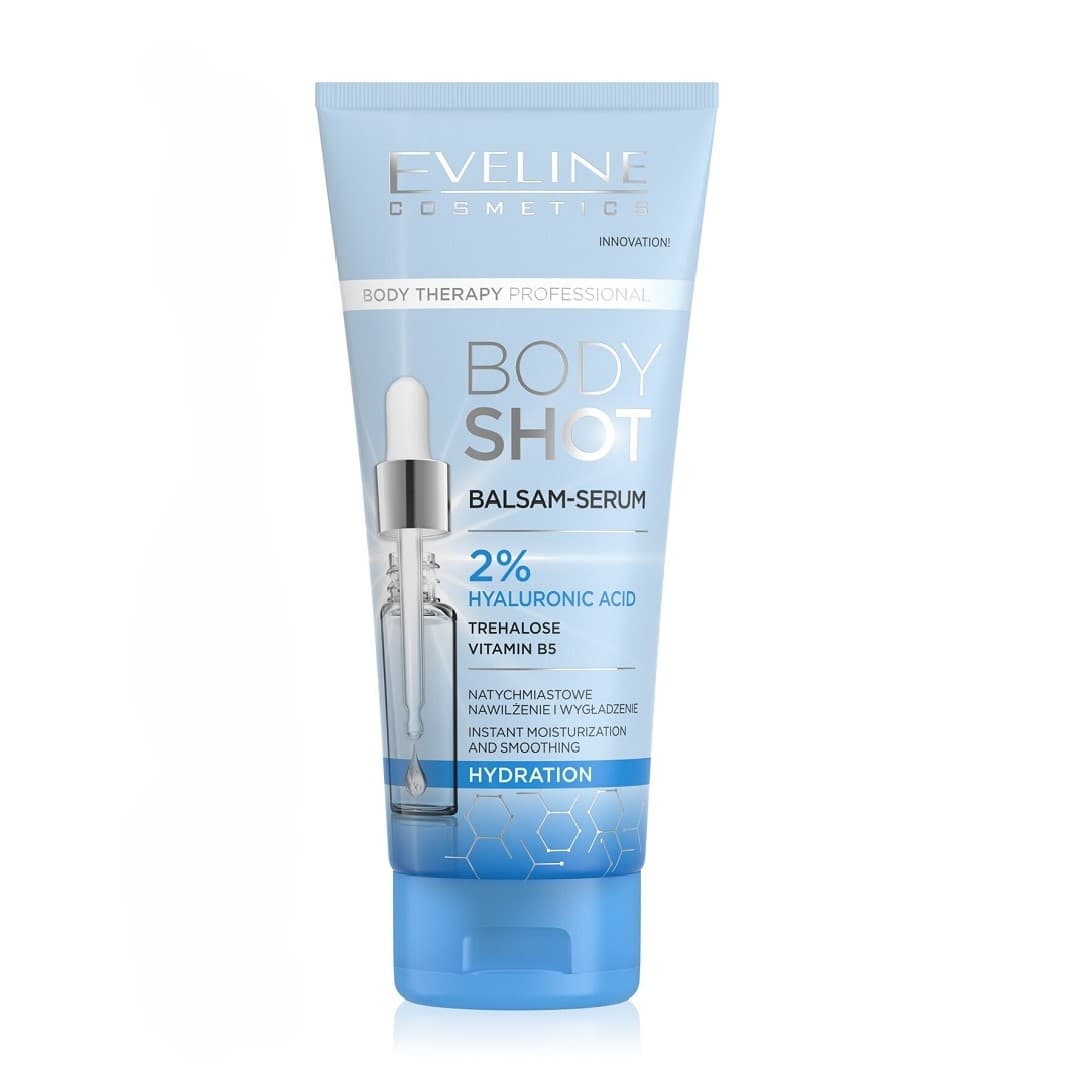 سرم بدن اولاین مدل Body Shot Hydration حاوی 2% هیالورونیک اسید و ویتامین B5 حجم 200 میل | آبرسان و نرم‌کننده بدن — تصویر ۲