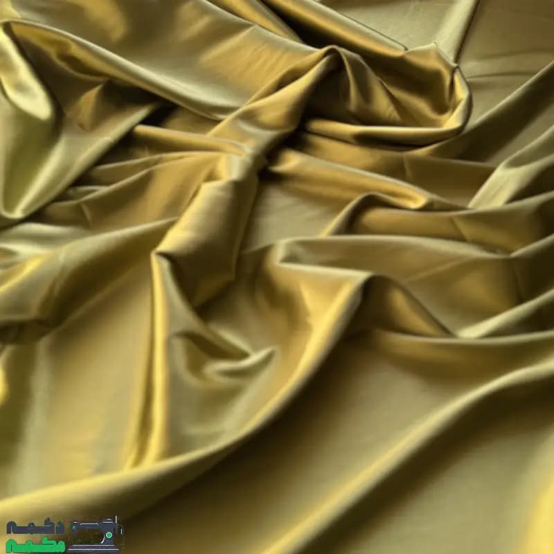 پارچه ساتن ال ایکس ساده سبز روشن پشت طلایی — تصویر ۴