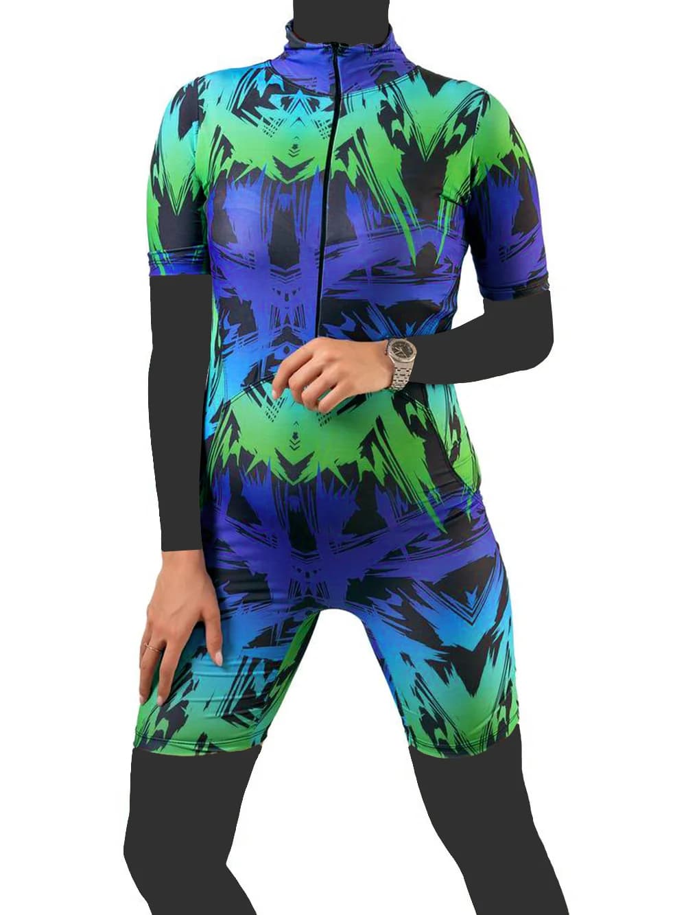 مایو نیمه پوشیده اسلامی زنانه برای استخر مدل پادار و آستین دار اسپیدو ( Speedo ) کاپدار — تصویر ۴