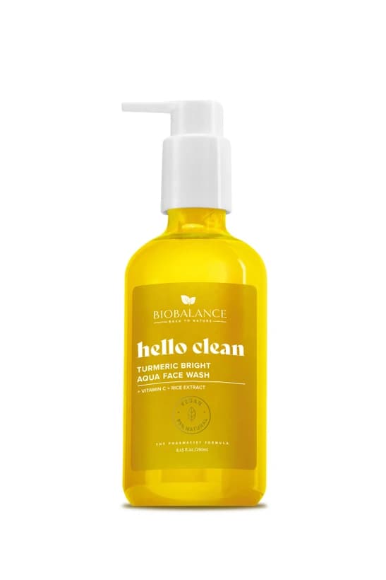 ژل شستشوی زردچوبه بایوبالانس؛ روشن‌کننده حاوی ویتامین سی و عصاره برنج Biobalance Hello Clean Turmeric Bright Aqua Face Wash 250ml