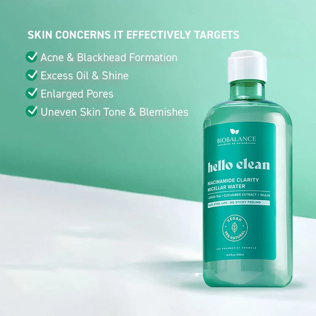میسلار واتر بایوبالانس BioBalance Hello Clean Niacinamide Clarity Micellar Water – 500ml — تصویر ۵