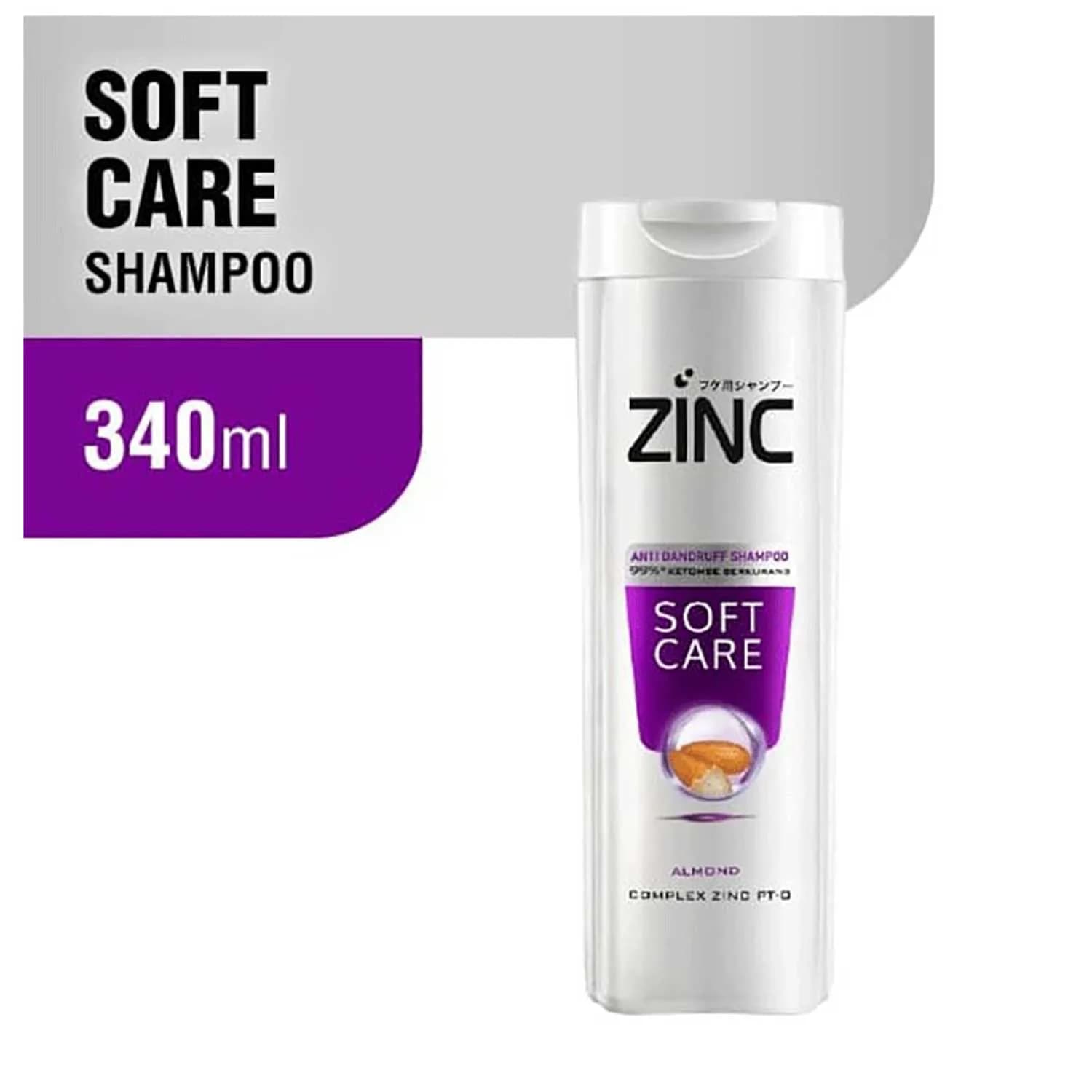 شامپو ضد شوره زینک ZINC مدل Soft Care حاوی عصاره بادام حجم 340 میل — تصویر ۵