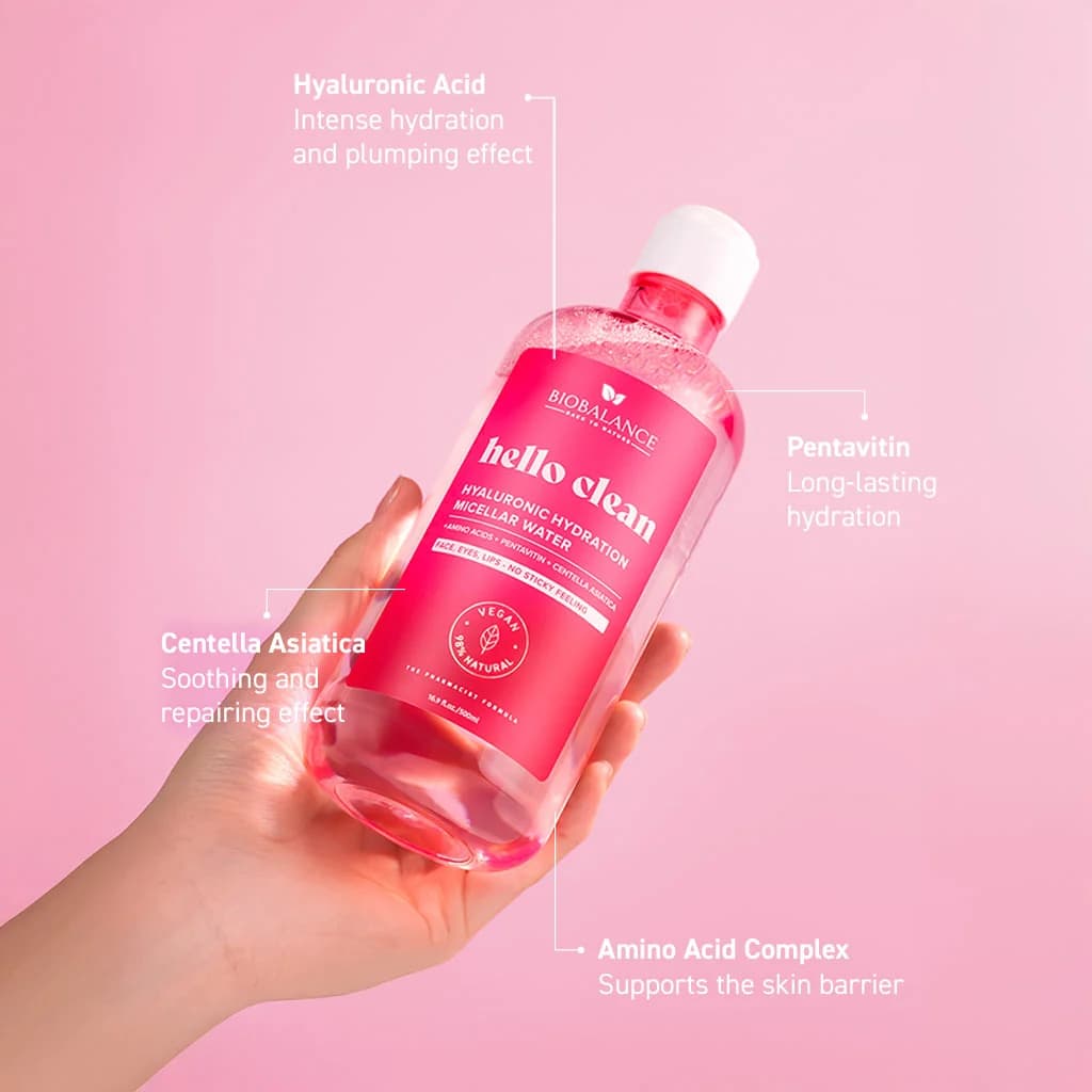 میسلار واتر بایوبالانس BioBalance Hello Clean Hyaluronic Hydration Micellar Water – 500ml — تصویر ۴