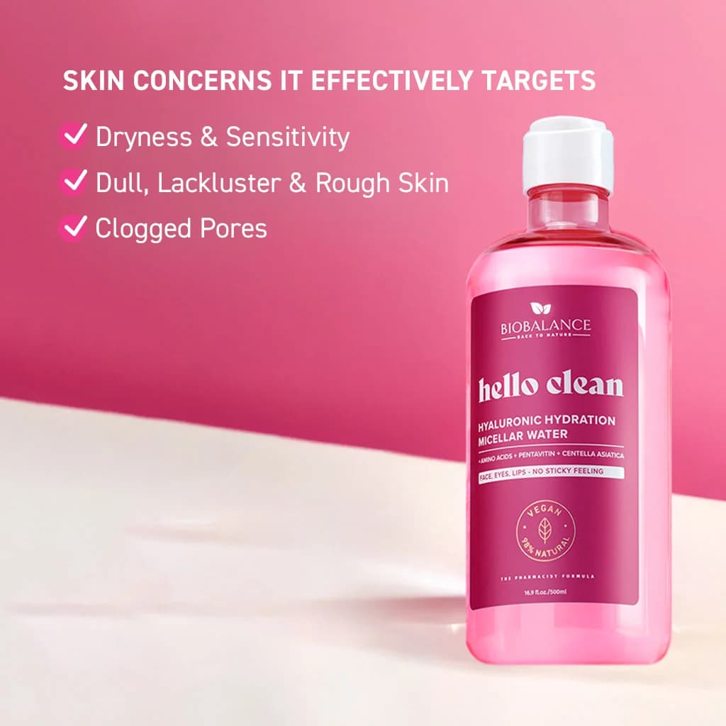 میسلار واتر بایوبالانس BioBalance Hello Clean Hyaluronic Hydration Micellar Water – 500ml — تصویر ۶